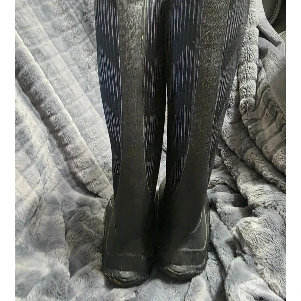 Muck Boot Company Hale Womens Size 7 Black Chevron Waterproof Rain Boots Tall